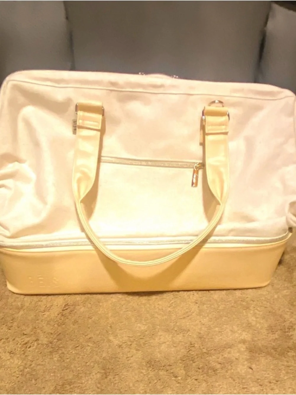 BEIS Cream and Pale Yellow Two-Tone Tote
